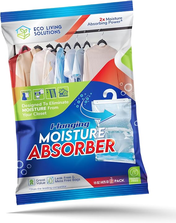 Moisture Absorber Packets, Fragrance Free, Humidity Absorber, Hanging Closet Dehumidifier Bags, Eliminates Odors for Fresher Air, Ideal for Closet