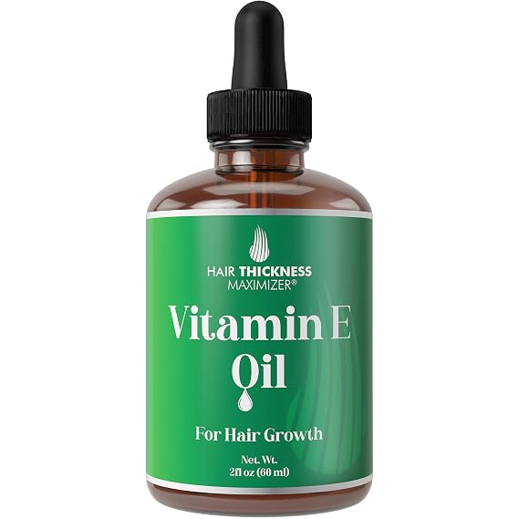 Hair Thickness Maximizer Vitamin E Oil for Hair Growth 2oz | Strengthens & Hydrates Thinning, Dry Hair for a Healthier-Looking Scalp. Vegan, Unscented Serum for Women & Men