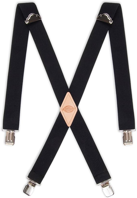 Dickies Mens 1-1/4" Solid Straight Clip Suspender Adjustable Fit, Heavy-Duty Clips
