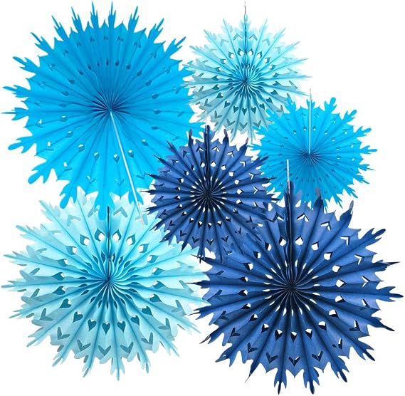 Time to Sparkle Pack of 6 Mix Tissue Paper Fan - Royal Blue Shade