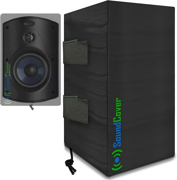 The Original Light Outdoor Speaker Covers for C-Bracket Mounted Speakers Premium 210T Polyester with Silver UV Protective Coating Water-Resistant, All-Weather Protection Compact Size (Set of 2)