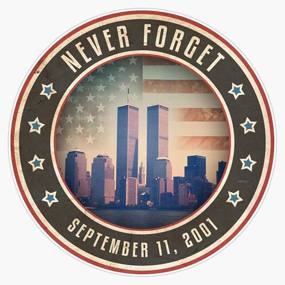 Never Forget Decal Vinyl Bumper Sticker 5"