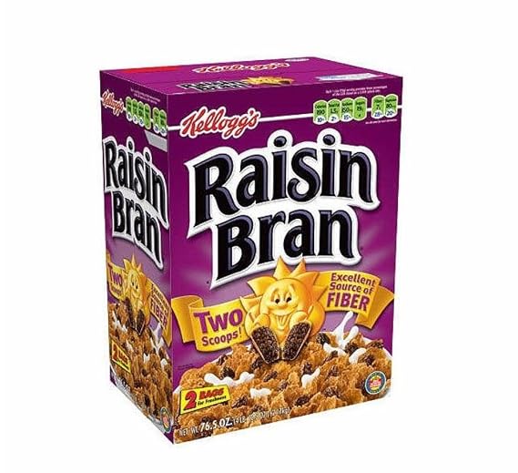 Kellogg's Raisin Bran, Breakfast Cereal, Original, Excellent Source of Fiber, 76.5 oz Box (2 Bags)