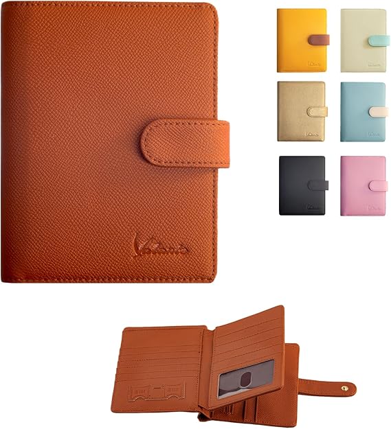 Valante 3-fold RFID AirTag travel passport wallet with 21 pockets and card slots (Brown, 6 * 4 inch)