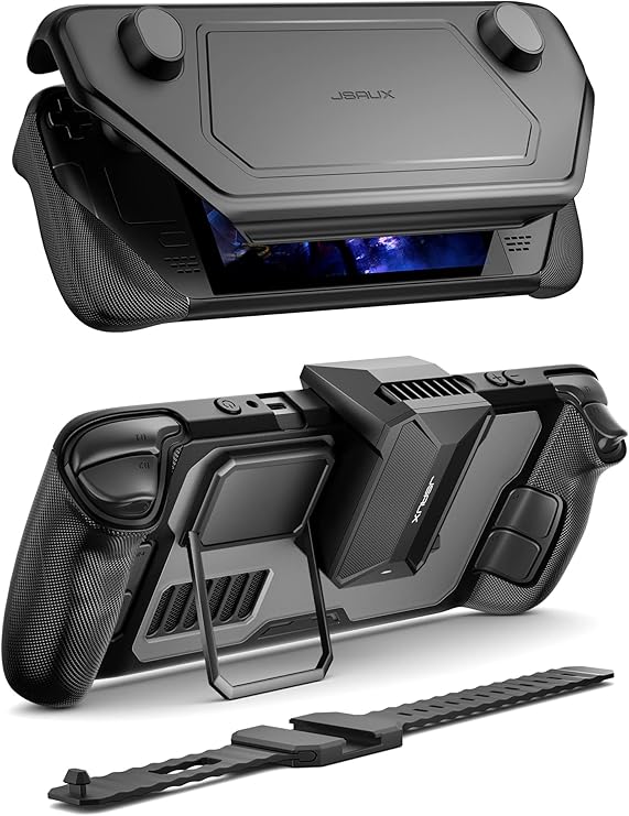 JSAUX ModCase for Steam Deck/Steam Deck OLED, PC0104 Modular Valve Steam Deck Case Include Protective Case, Face Cover, Cooling Fan, Metal Bracket and Strap - Cooler Set | Steam Deck Modular Case Include Detachable Front Shell, Protective Shell, Cooling Fan, Metal Bracket and Strap