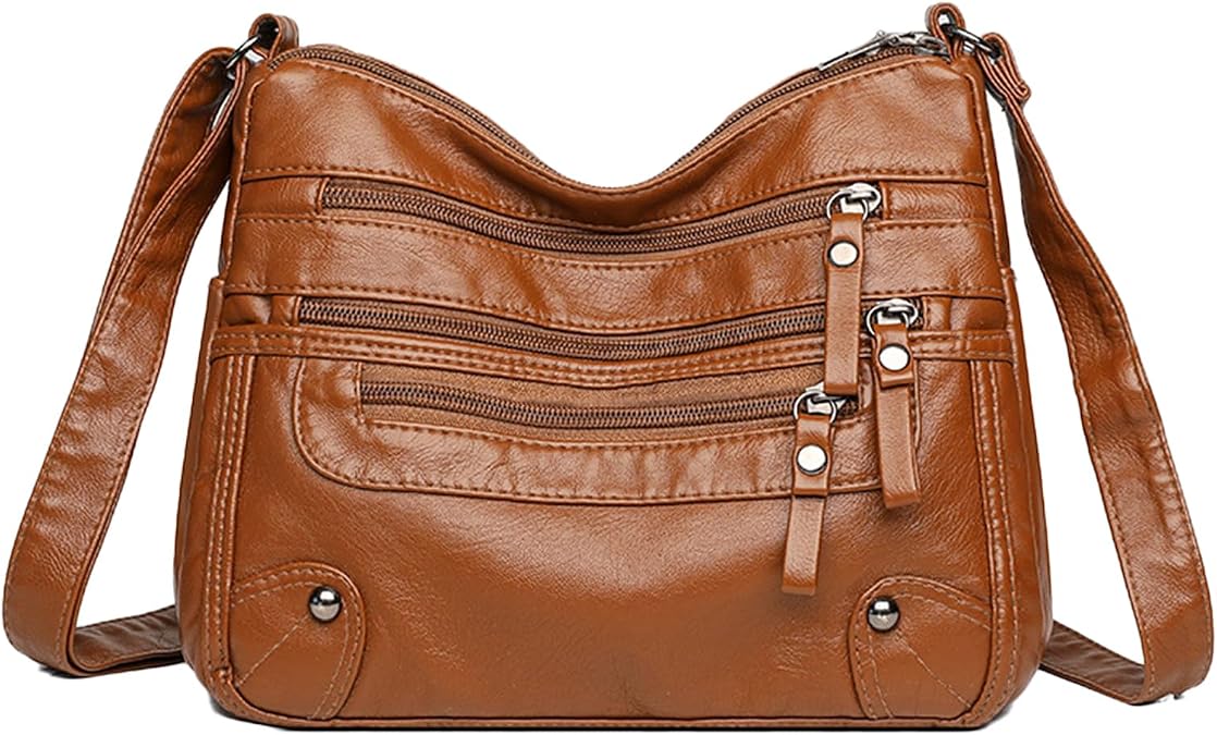 Soft PU Leather Crossbody Bag for Women Retro Shoulder Purse