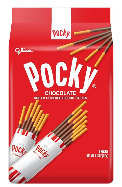 Pocky Chocolate Biscuit Sticks Family Pack Chocolate-Covered Crunchy Snack, Mess-Free and Perfect for Sharing - 9 Individual Packs (4.13oz Each)