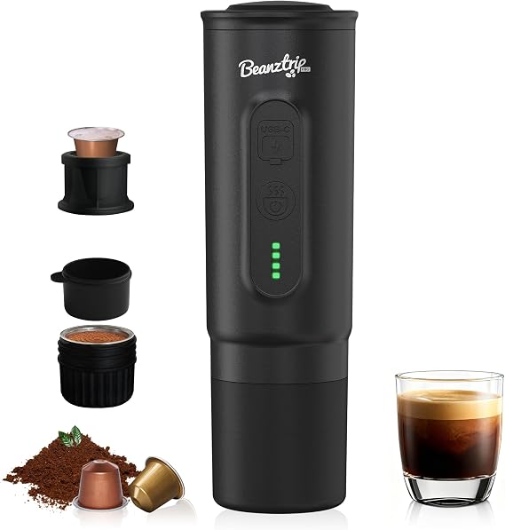 Portable Electric Espresso Maker – 20Bar, Self-heating, USB-C, Compatible with NS Capsule & Ground Coffee, Mini Espresso Machine for Camping, RV, Hiking & Office, Ideal Gifts for Men