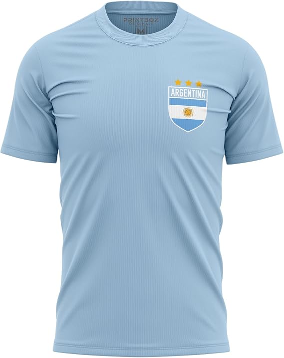 Printbox Originals Argentina World Champions 2022 Soccer Shirt, 3 Stars Argentina Soccer Shirt for Men, Blue, One Size