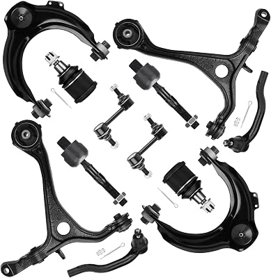12PCS Front Upper Lower Control Arm ONLY 2.4L for Honda Accord 2003-2007, Acura TSX 2004-2008 wBall Joint Suspension Kit K640289 K640290 K80228 EV80210 ES80288 K90456 K90457 K620616 K620617