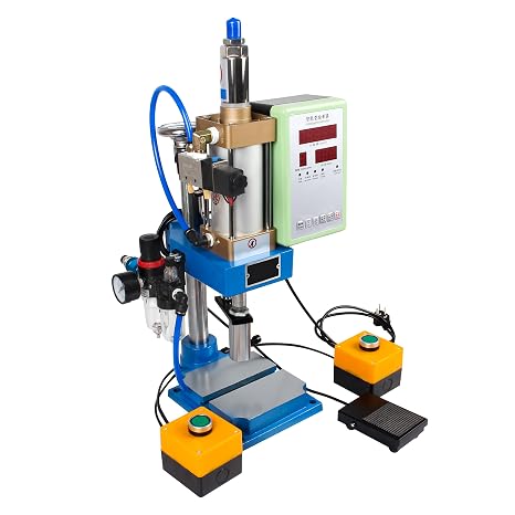 RATTMMOTOR STL-63 110V Pneumatic Punch Press Machine | with Controller and Double Button, Operation Pressure 200KG Small Desktop Punching Press Hand Machine 0.5-0.8Mpa