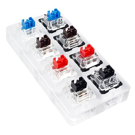 Outemu Switches Tester (8 Switches) Acrylic Mechanical Switch Testing Tool with Red, Blue, Brown Switches MX Compatible Sampler Kit