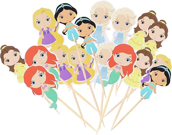 Confetti! Princess Cupcake Toppers Birthday Cake Decorations Party Supplies Decor, 20 counts