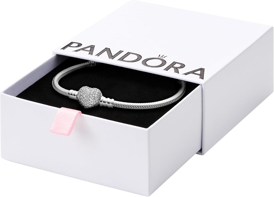 Pandora Moments Sparkling Heart Clasp Snake Chain Bracelet