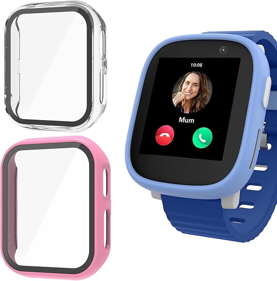 Compatible for XPLORA X6 Play Case, Lamshaw Hard PC Case with Screen Protector Compatible for XPLORA X6 Play Watch (2 Pack-Pink+Clear)