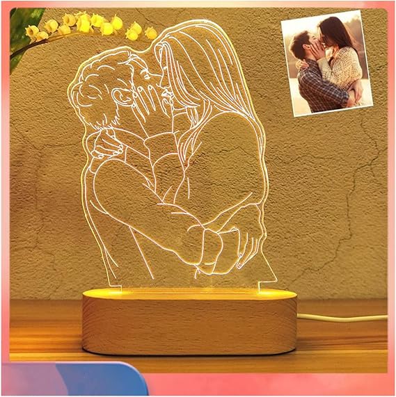 Acrylic Night Light, Personalized Lamp Custom Photo Lamp for Bedroom Decorative Birthday Christmas Gift