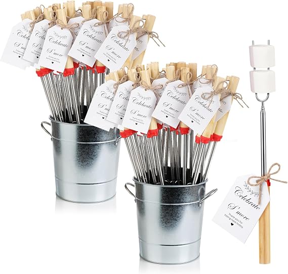 48 Sets S'mores Sticks Kit Extendable Roasting Cotton Candy Stick