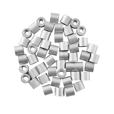 50PCS 1/8" (3mm) Wire Rope Sleeve, Aluminum Crimping Loop Sleeve for Wire Rope and Cable Ferrule
