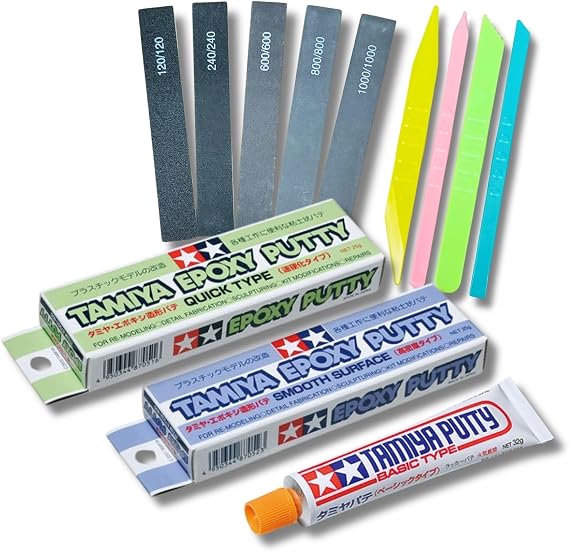 Epoxy Sculpting Putty (Quick Hardening Type) 87051(High Density Type) 87052& Basic Type Putty 87053 & Putty Sticks Set & Sanding Sticks Set #120#240#600#800#1000