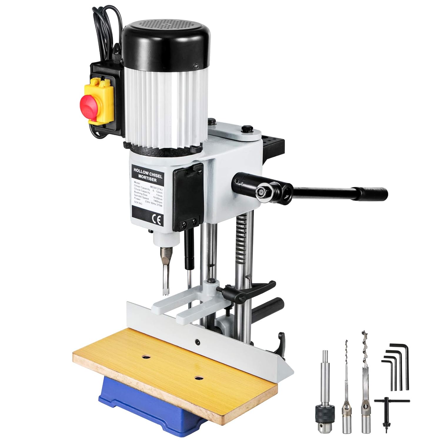 VEVOR 550W 2800RPM Table Top Drill Hollow Caulking Machine with Chisel Bit Sets Mortising Machine for Woodworking for Drilling Round or Square Holes in Wood
