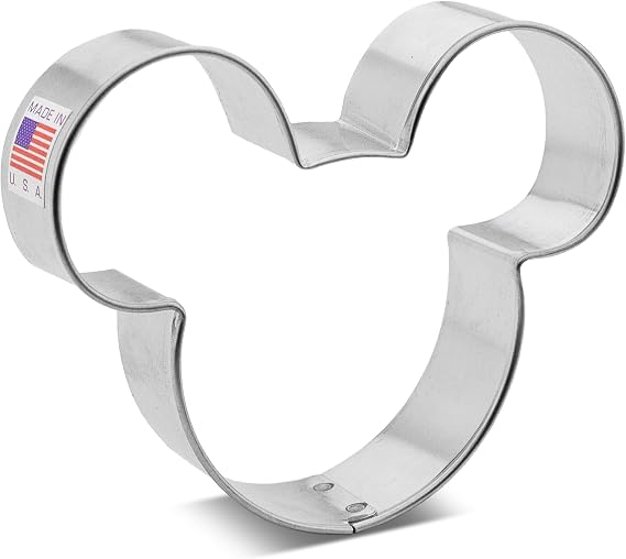 Mouse Head Cookie Cutter, 4"" Made in USA by Ann Clark, Silver