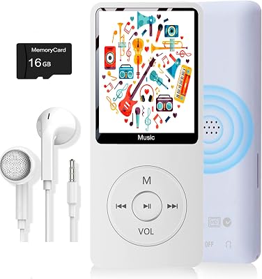 MP3 Player, Music Player with 16GB Micro SD Card, Build-in SpeakerPhotoVideo PlayFM RadioVoice RecorderE-Book Reader, Supports up to 128GB