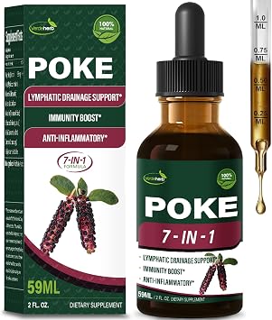 Poke Root Extract Drops for Lymphatic Drainage, Lymph System Support Supplement with Cleavers Herb, Dandelion & Echinacea for Body Detox, Cleanse & Immunity - Alcohol-Free Tincture. 2 oz