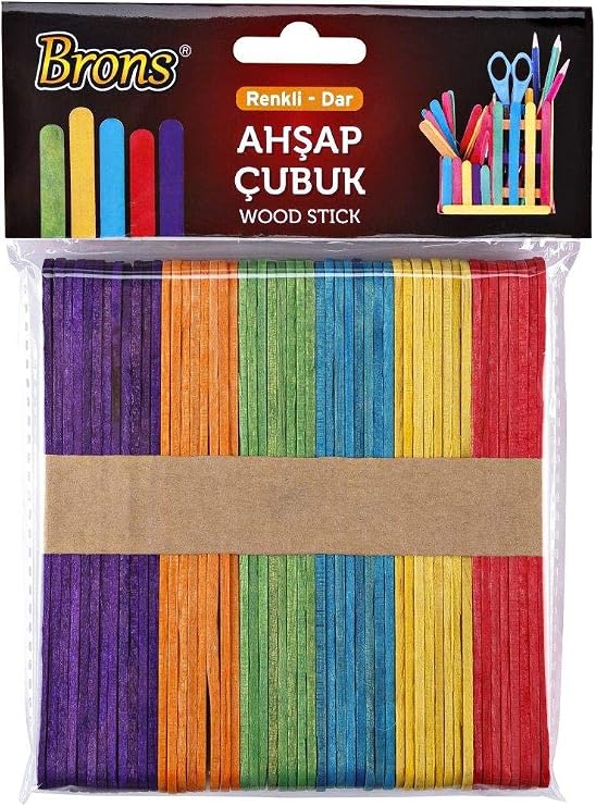 HARD STATIONERY Wood Wide Color Tongue Rod Abeslang 50 Pack