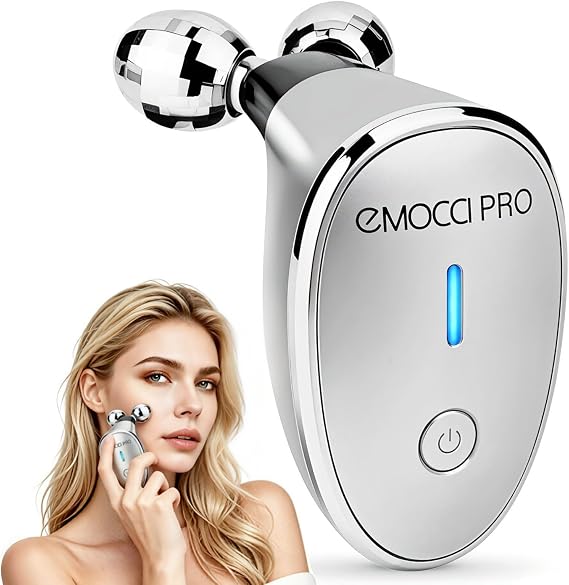 Electric Facial Massager Gentle Vibrating Face Roller Skincare Massage Tool | Vibrating soothing massage, dual-roller 360 deep massage, lightweight portable for home & travel, gentle for all skin types