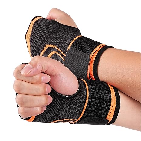 2 Pack Wrist Braces - Adjustable Wrist Compression Relieves Wrist Pain, Wrists Braces Relief Wrists Splint for Tendonitis & Carpal Tunnel - Sports Gym Weight Lifting - Right/Left Hand, Unisex(Orange)