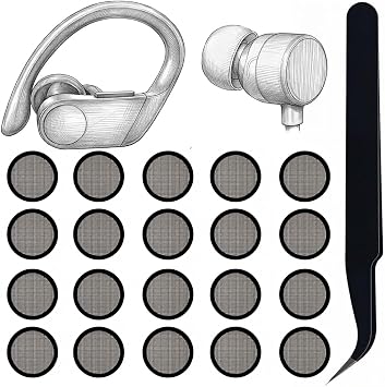 20 Pieces Earbud Dust Filter Mesh Replacement for Beats Powerbeats Pro/Beats Flex/Beats X / urBeats3 Earbuds, with Change Tooling Tweezers