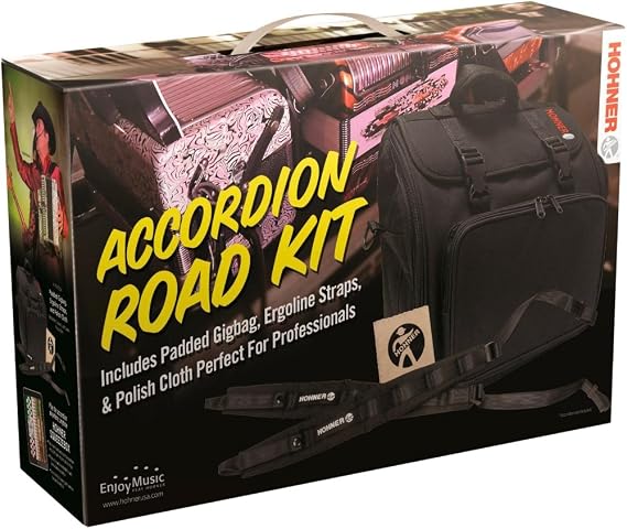 Hohner Accordion Road Kit with AGB Gig Bag, Upgraded Straps, Cleaning Cloth