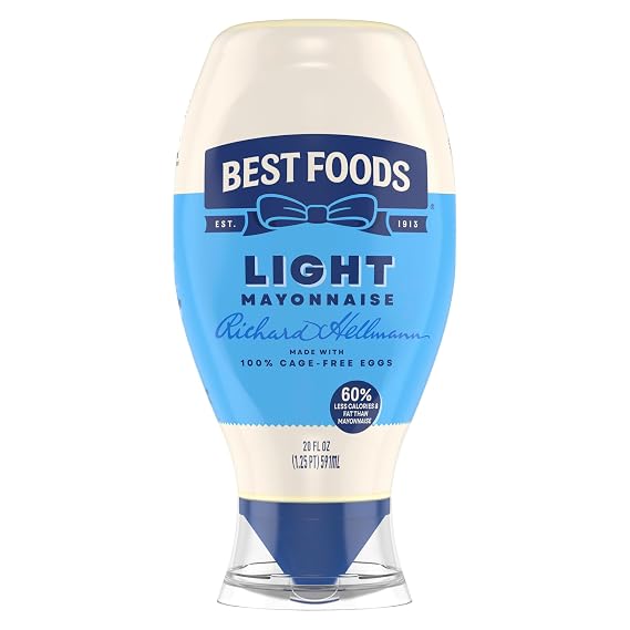 Best Foods Light Mayonnaise 20 oz, Lite Mayo Squeeze Sandwich Spread 1PK