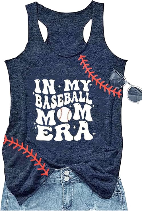 Baseball Mom Tank Tops for Women Funny Baseball Workout Tank Summer Sleeveless Mother's Day Tee Shirts Tops