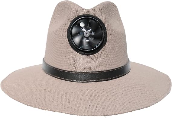 KOOL BREEZE SOLAR HAT for Men - Straw Hat Men's Panama with Band - Sun Hat with Solar Panel and Built-in Fan