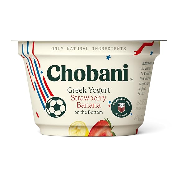 Chobani Non-Fat Greek Yogurt Strawberry Banana on the Bottom 5.3oz