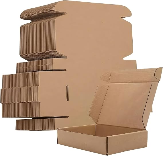 Small Shipping Boxes - 15 x 10 x 4 cm Sturdy Kraft Paper Corrugated Cardboard with Lid for Post Delivery Business Gift Wrapping Storage (Pack of 10)