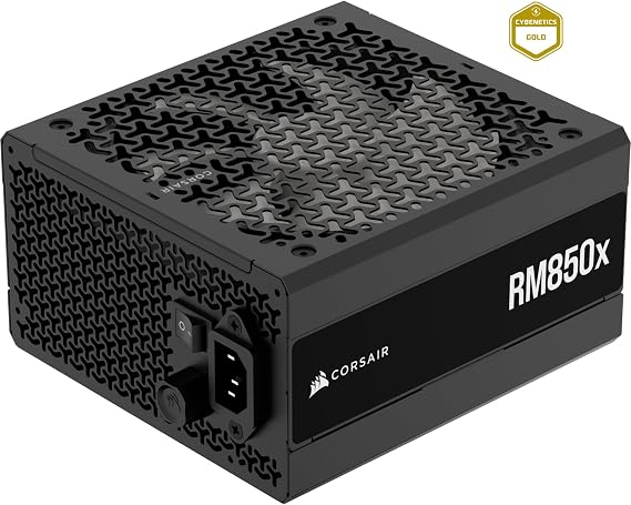 CORSAIR RM850x Low Noise Full Modular ATX Power Unit - ATX 3.1 Compatible - PCIe 5.1 Support - Cybenetics Gold Efficiency - Built-in 12V-2x6 Plug - Black
