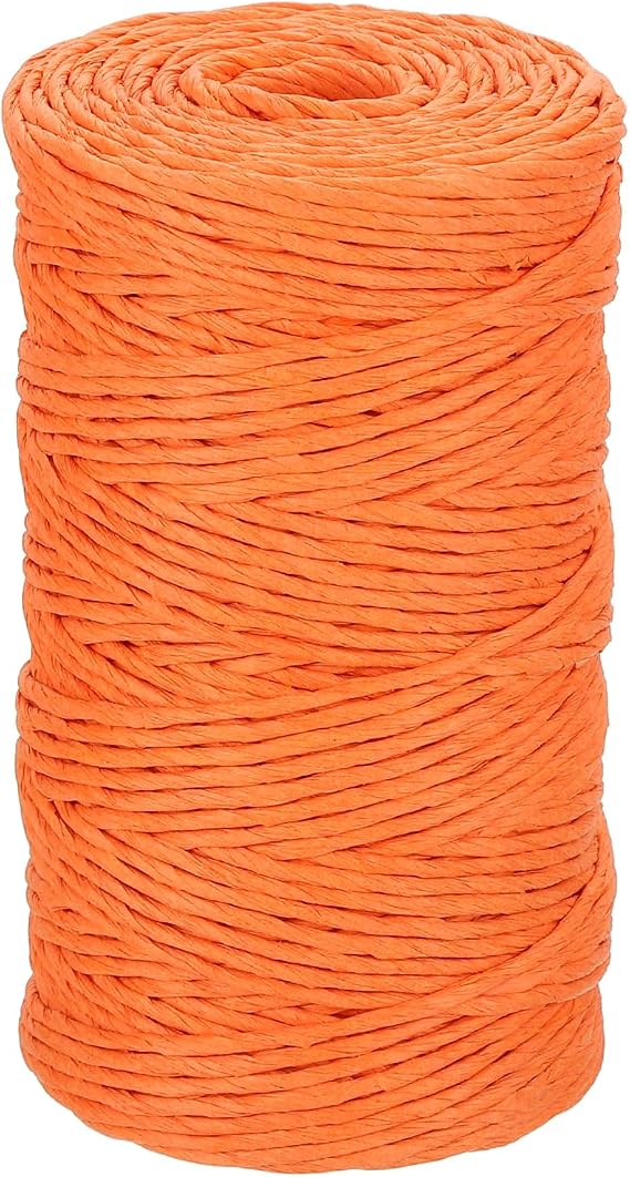 uxcell Orange Raffia Ribbon 98 Yards Natural Raffia Paper String 2mm Wide Twist Raffia String Gift Packaging Crochet Knitting DIY Craft