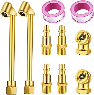 GODESON Air Chuck Set,2pcs Heavy Duty Dual Head Air Chuck,2 pcs Closed Ball Tire Chuck with 14 FNPT and 4pcs Standard Male Quick Plug, Tire Air Fill Kit for Tire Inflator Gauge and Air Compressor
