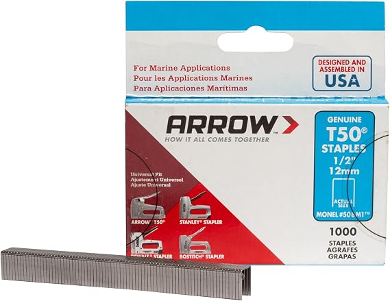 Arrow 508M1 T50 Monel Staples, 1/2-Inch Leg, 3/8-Inch Crown, 1000 Count