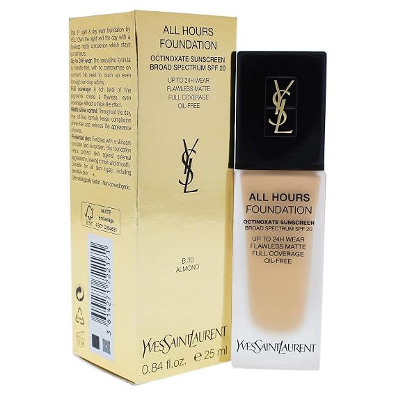 Yves Saint Laurent All Hours Foundation Spf 20, B30 Almond, 0.84 Ounce