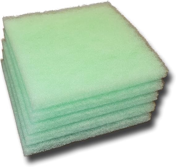 Lime Green Fine Filter Media, 1" Thick, 12" x 12" Pads, 5 Pack, Perfect for Aquariums, Ponds or Water Gardens, Made in USA