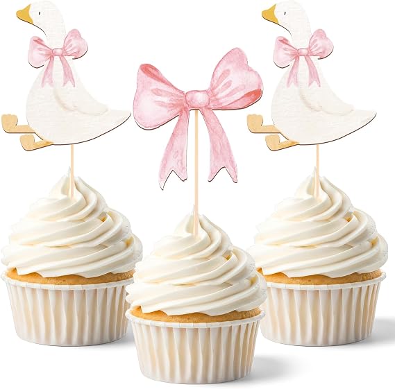 Aceorbit 36 Pcs Pink Silly Goose Cupcake Toppers