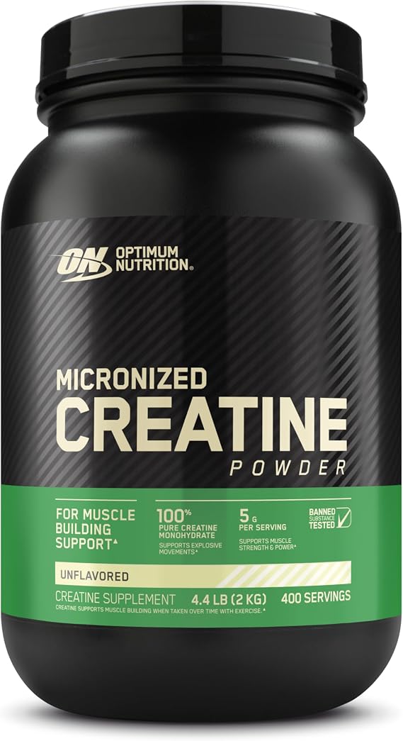 Optimum Nutrition Micronized Creatine Monohydrate Powder, Unflavored, 400 Servings, 2000 Grams (Packaging May Vary)