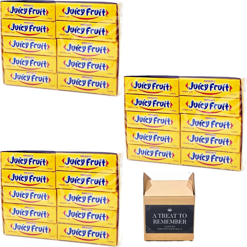 Wrigleys Juicy Fruit Chewing Gum 5 Sticks Pack of 20 3 Packs