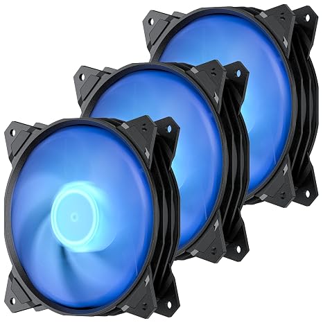 upHere PF120BE3-3 PC Case Fan, Quiet Type, 1300 rpm, 3 PIN Blue LED