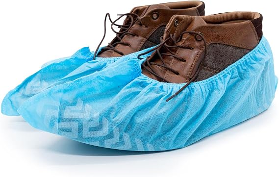 Disposable Shoe Covers, Non-Slip, 100 Pairs, Fits Men's 14 | Boot Size 13, Heavy-duty Polypropylene, Floor Protection, Ideal for Construction, Real estate, and Home Use