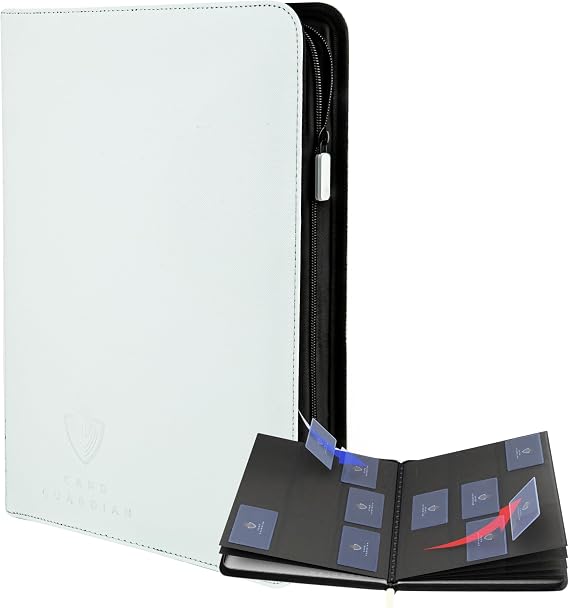 Card Guardian 9 Pocket Card Binder with Zipper, White