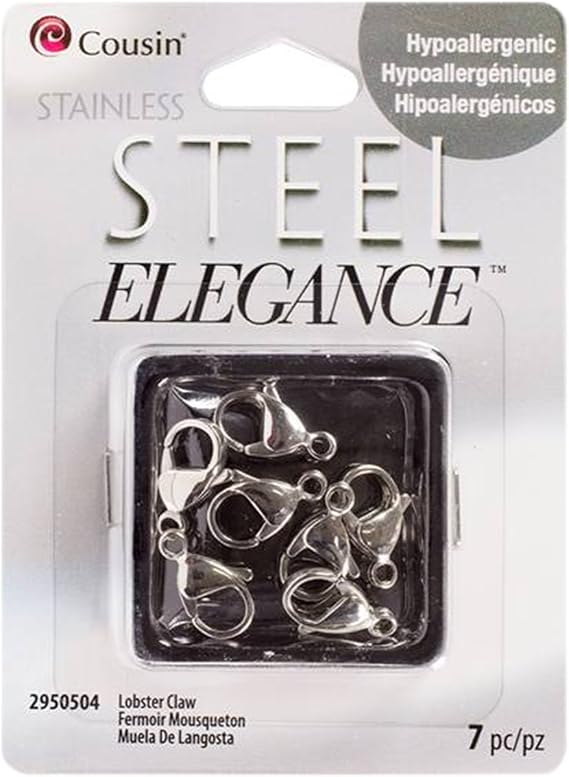 Cousin 15x9mm Stainless Steel Lobster Claw Clasp - 7pc, Silver